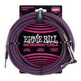 Cable Ernie Ball Guitarra Plug Angulo-recto 7 Metros Tela Color Lila Y Negro