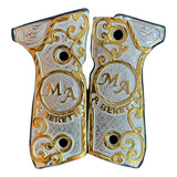 Cachas Beretta 92fs Ma Logo Chapa De Oro Con Tornillos