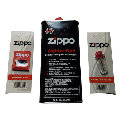 Paquete Lata De Gasolina 355 Ml 6 Piedras 1 Mecha Zippo Encendedor | Envío gratis
