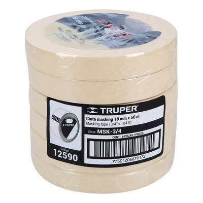 Paquete 6 Pz Masking Tape 3\u002F4' X 50 Mt Truper 12590 | Meses sin interés