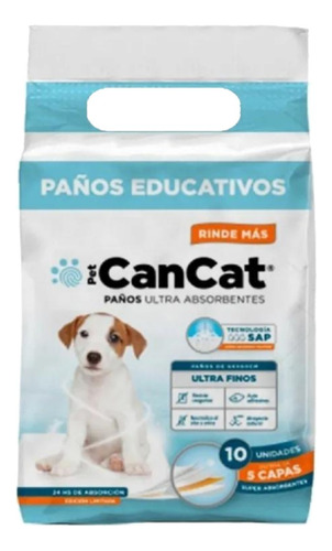 Can Cat Paños Entrenamiento 60x60 10u Premium