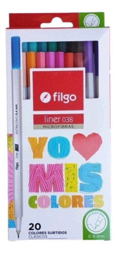 Microfibras Filgo Liner 038 0.4mm X20 Colores Surtidos