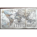 Antiguo Mapa Red Mundial De Telégrafos- Original .(m5)
