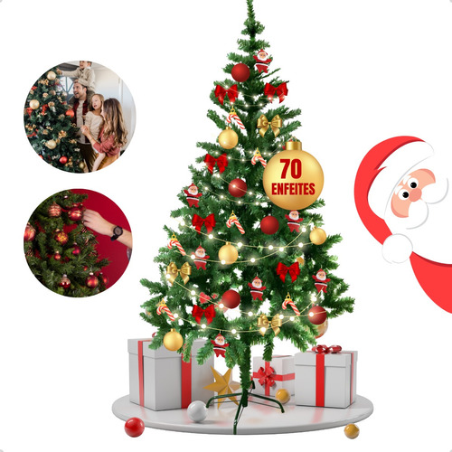 Arvore Natal Grande Decorada Completa 150cm Pisca Led Luxo