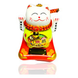 Maneki Neko Gato Suerte Fortuna Cerámica Verde Solar