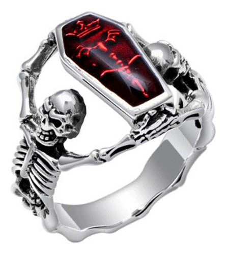 Anillo De Compromiso Vintage Con Calavera Punk Para Hombre,