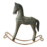 Estatueta De Cavalo De Balanço Escultura Animal Cinza