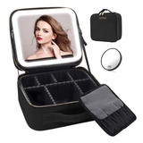 Bolso De Viaje Para Maquillaje Con Espejo Y Led Usb Negro