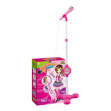 Pedestal Infantil Meninas Cantar Microfone Rosa