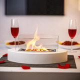 Chimenea De Mesa Blanca Para Uso En Interiores Y Exteriores,