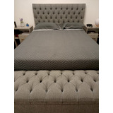 Respaldo Chenille 210cm + Baulera Pie De Cama 140cm Env Grat