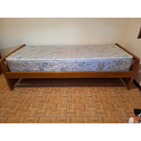 Cama De Roble De 2 Metros Con Colchón, Funda Y Almohadones