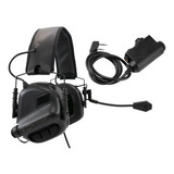 Headset Abafador Eletrônico Auricular Com Ptt Earmor M32 Cor Preto