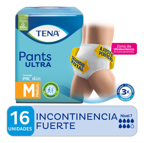 Ropa Interior Tena Pants Ultra Talle Medium X16 Unidades