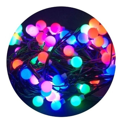 Luz De Bolinha Varal 40 Led Cordão Colorido Natal Pisca 6mts