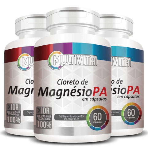 Kit 3x Cloreto De Magnésio Pa 60 Cápsulas - Multivita