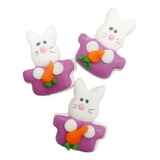 Conejitos Jardinero Pastillaje X8 Aplique Pascuas Deco Huevo