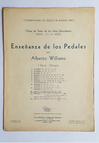 Enseñanza De Los Pedales, Vals 69, Chopin, Alberto Williams