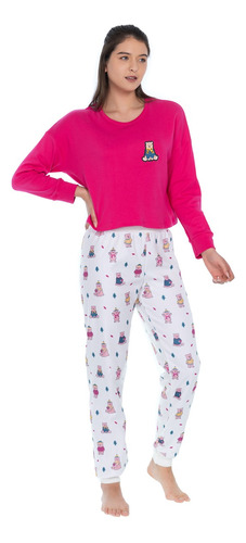 Pijama Dama/mujer De Pantalon Polar Y Playera Manga Larga 