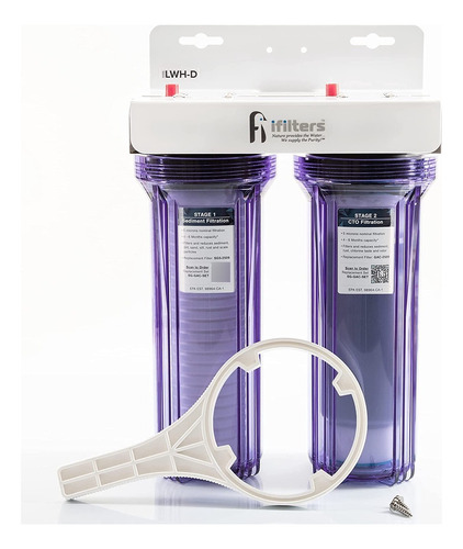 Ifilters Whole House Water Filter, 2 Stage, Removes Sediment