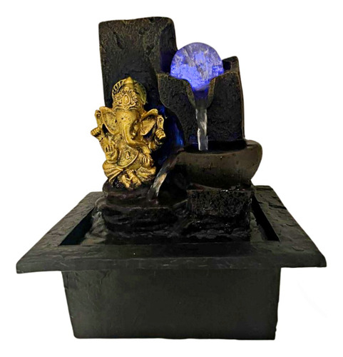 Fuente De Agua Mediana Ganesha Cascada Led Color 25cm Zn 