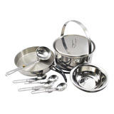 Kit De Cocina Para Acampar Para 4 Personas, Acero Inoxidable