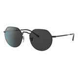 Anteojos De Sol Polarizados Ray-ban Jack Standard Con Marco De Metal Color Polished Black, Lente Black De Cristal Clásica, Varilla Polished Black De Metal - Rb3565