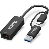 Adaptador Plugable Ethernet A Usb/usb C 2 En 1 2.5g -negro