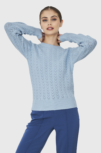 Sweater Punto Fantasía Lurex Celeste Nicopoly