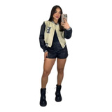 Jaqueta Bomber Feminina Estilo Colegial Moda Blogueira