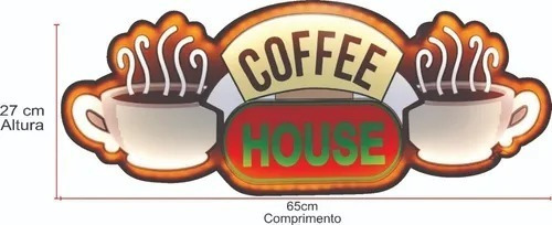 Placa Decorativa Com Led Coffee House Cantinho Café Luminoso
