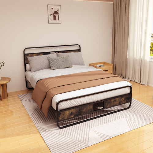 Base De Cama Hogar Mueble Con Respaldo 2 Plazas 150x200x27cm