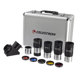 Celestron - Kit De Accesorios Para Ocular Y Filtro De 2 Pulgadas - Juego De Accesorios Para Telescopio De 12 Piezas - Ocular Para Telescopio E-lux - Lente Barlow - Filtros De Colores - Diagonales