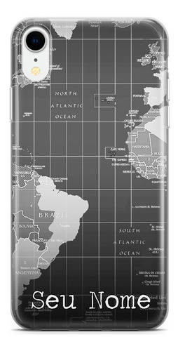 Capa De Celular Mapa Tons De Cinza E Nome