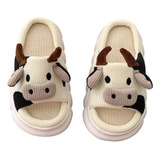 Lindas Pantuflas De Vaca For Mujer Hogar Interior Y Exterio