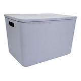 Canasto Organizador Plastico Apilable Con Tapa 37x26x24 Cm