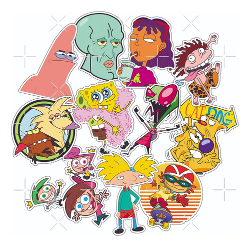 Pack Stickers Calcos Vinilos Dibujos Nickelodeon - Termo Pc