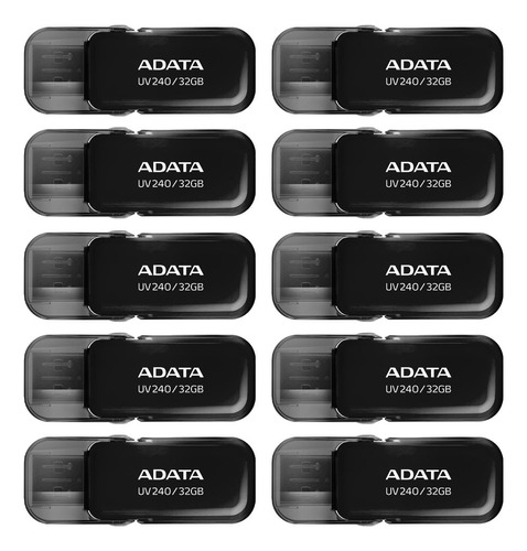 Kit 10 Memorias Usb Adata 32gb 2.0 Uv240 Auv240-32g Negro