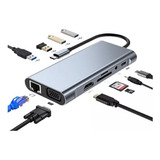 Hub 11 En 1, Tipo C Adaptador Usb C A Hdmi Vga, Ethernet. 