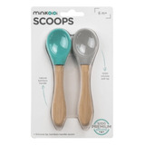 Cuchara Minikoioi Scoops De Silicona + 6 Meses El Pehuen Color Verde/gris