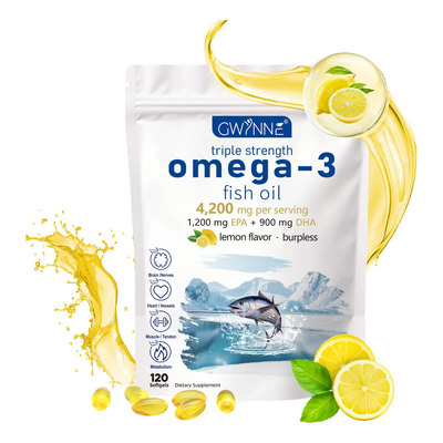 Gwynne Super Omega 3 Premium Limón Aceite De Pescado 4200mg 120 Cápsul,epa,dha Y Omega 3 Supplement,salud Del Corazón,salud Cerebral,reducción Del Estrés,apoyo A La Salud Del Colesterol | Envío gratis