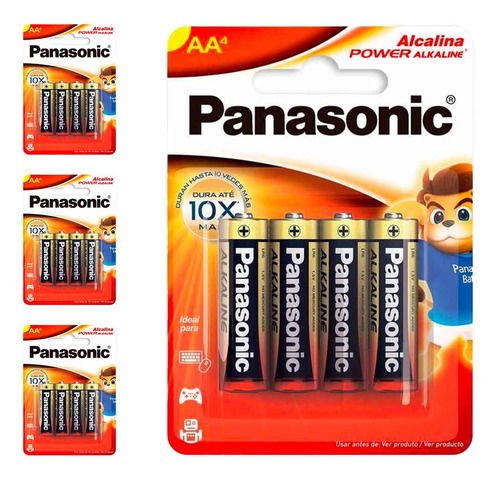 16 Pilhas Alcalinas Aa Panasonic (4 Cart)