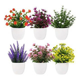 Yoratee Planta Pequeña Artificial 6pcs Flor Falsa Planta En 