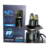 Kit Lâmpadas Ultra Led F7 H4 10.000 Lm Super Foco Vision