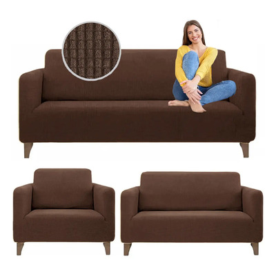 Funda Cubre Sillones Wesell Strech última generación Sala Sofá Protector Ajustable 3pz Color Café Liso | Envío gratis