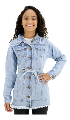  Jaqueta Jeans Parka Roupa Infantil Menina Juvenil Feminina