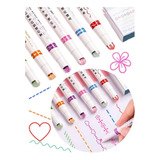 Kit 6 Canetas Coloridas Carimbo Roller Papelaria Fofa Kawaii