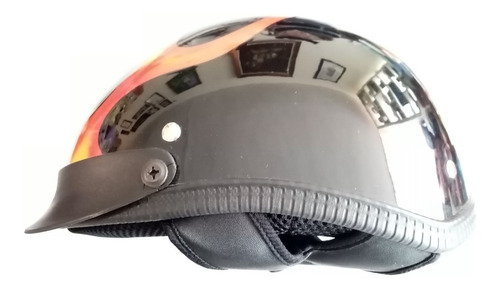 Casco Abierto Color Negro Con Flamas Dot Talla L O Grande