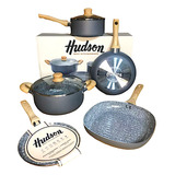 Juego Ollas Hudson Granito Ceramica Bifera Panquequera 5 Pz