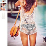 Mono Victoria Secret Enterito Tejido Crochet  Playa Blanco